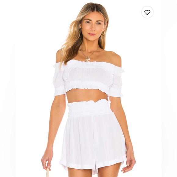 Lovers + Friends-INNIKA TOP & BOTTOM -2 piece white linen set - Picture 1 of 7